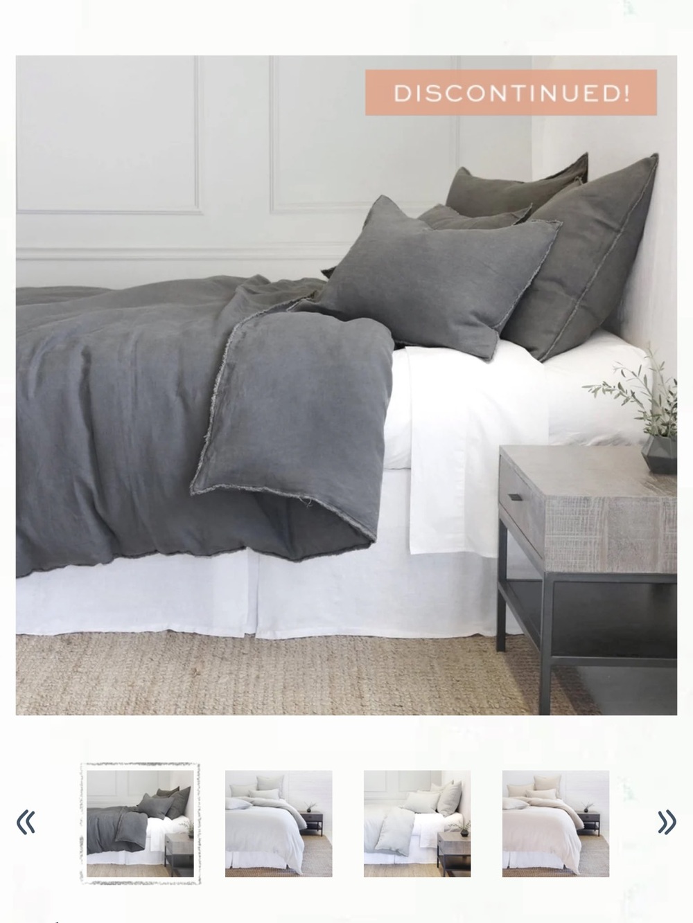 Pom Pom at Home King size Blair Linen Duvet and Shams in Charcoal Gray